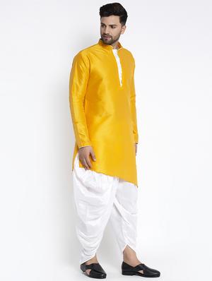 solid pure silk dhoti kurta set - 18456164 - Standard Image - 2