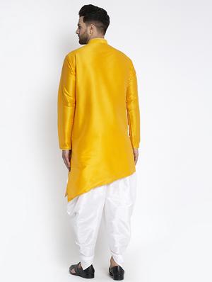 solid pure silk dhoti kurta set - 18456164 - Standard Image - 3