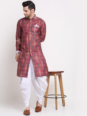 printed dhoti kurta set - 18456236 - Standard Image - 3