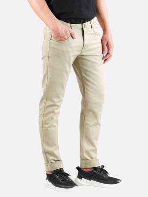 beige plain denim jean - 18456391 - Standard Image - 3