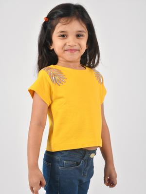 girls mustard applique tee - 18456491 - Standard Image - 4