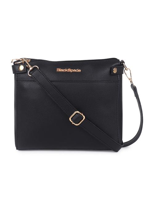black solid regular sling bag - 18457201 - Standard Image - 1