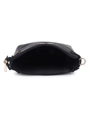 black solid regular sling bag - 18457201 - Standard Image - 3