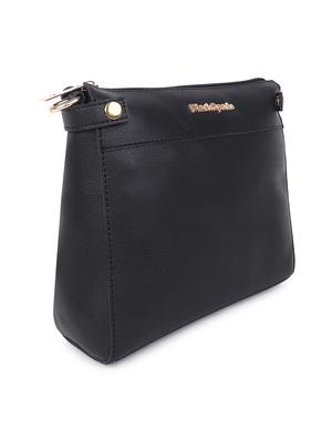 black solid regular sling bag - 18457201 - Standard Image - 4