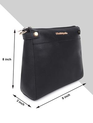 black solid regular sling bag - 18457201 - Standard Image - 5