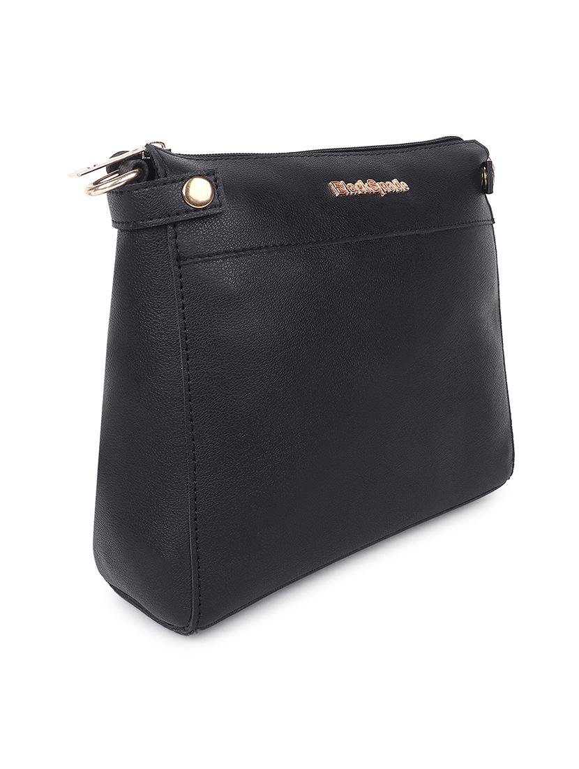 black solid regular sling bag - 18457201 - Zoom Image - 4