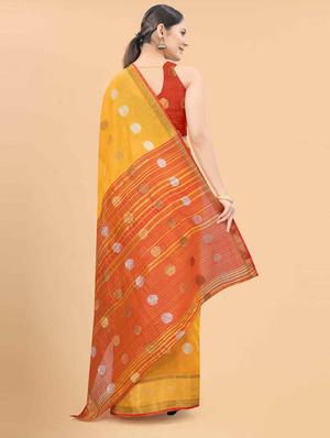 golden jacquard work woven saree with blouse - 18457638 - Standard Image - 2