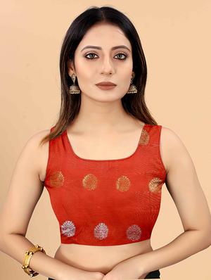 golden jacquard work woven saree with blouse - 18457638 - Standard Image - 3