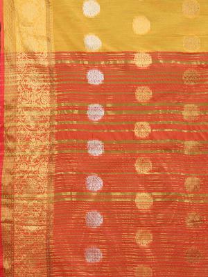 golden jacquard work woven saree with blouse - 18457638 - Standard Image - 4