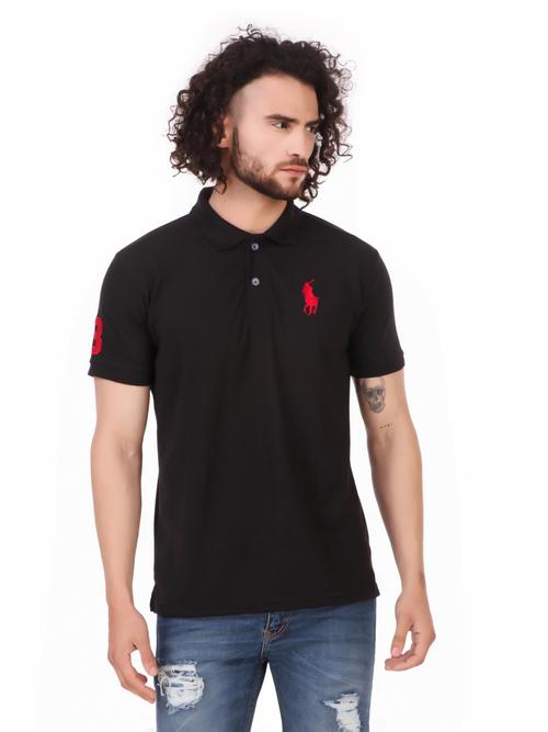 men plain embraided polo tshirt - 18457669 - Standard Image - 1