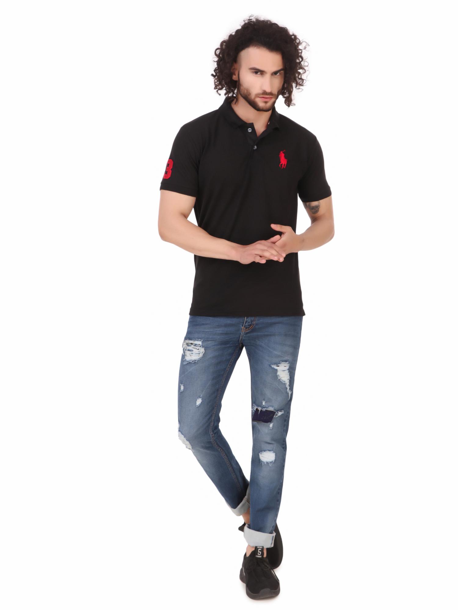 men plain embraided polo tshirt - 18457669 - Zoom Image - 4