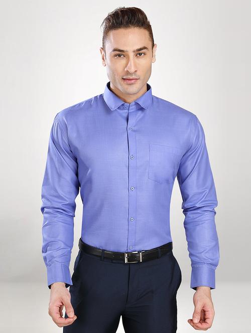 blue solid formal shirt - 18457783 - Standard Image - 1