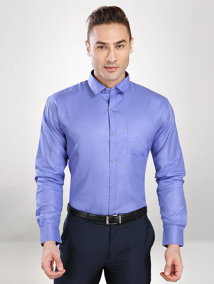 blue solid formal shirt - 18457783 - Zoom Image - 1