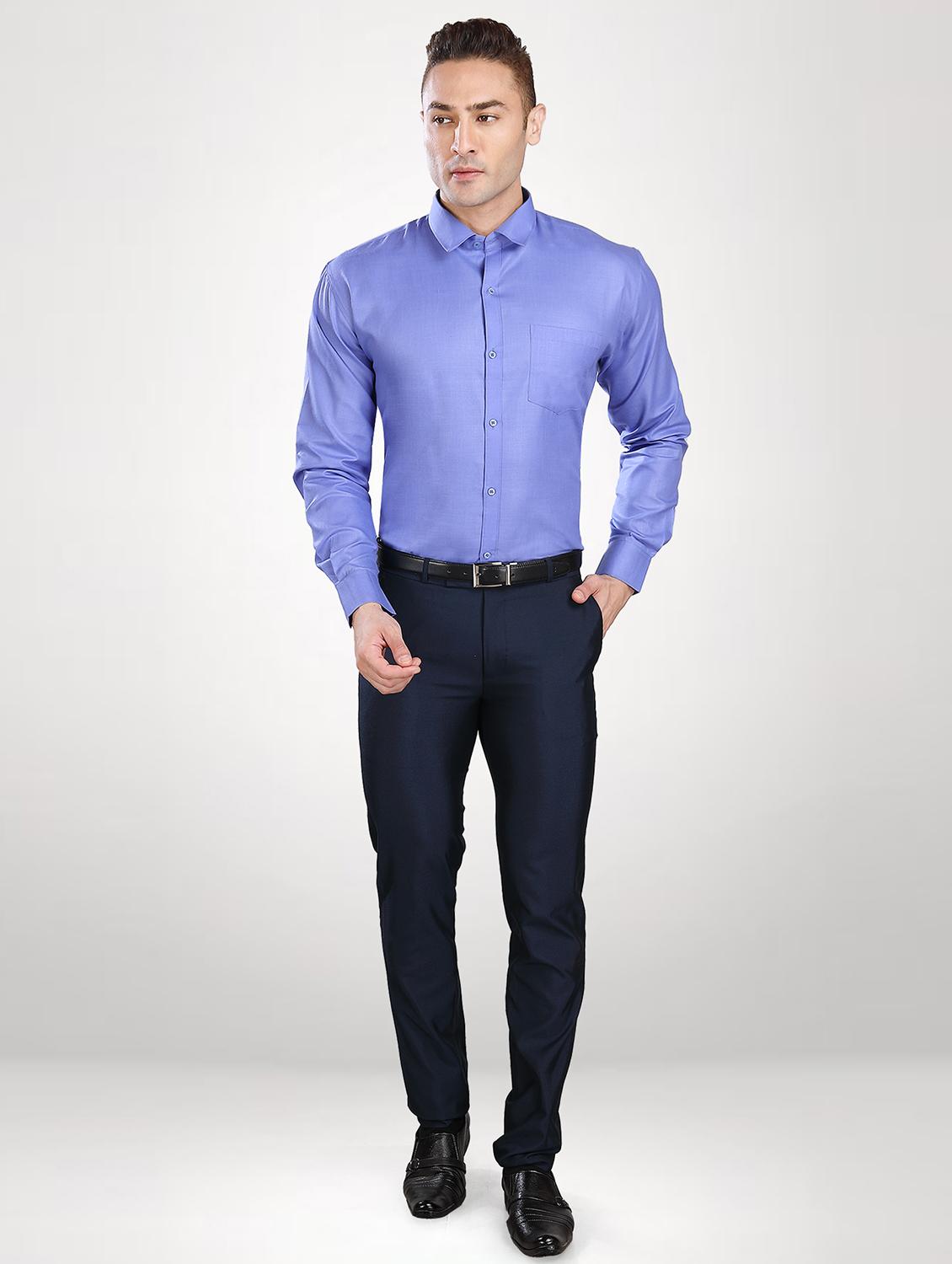 blue solid formal shirt - 18457783 - Zoom Image - 4