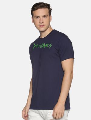 navy blue chest printed casual t-shirt - 18457981 - Standard Image - 2