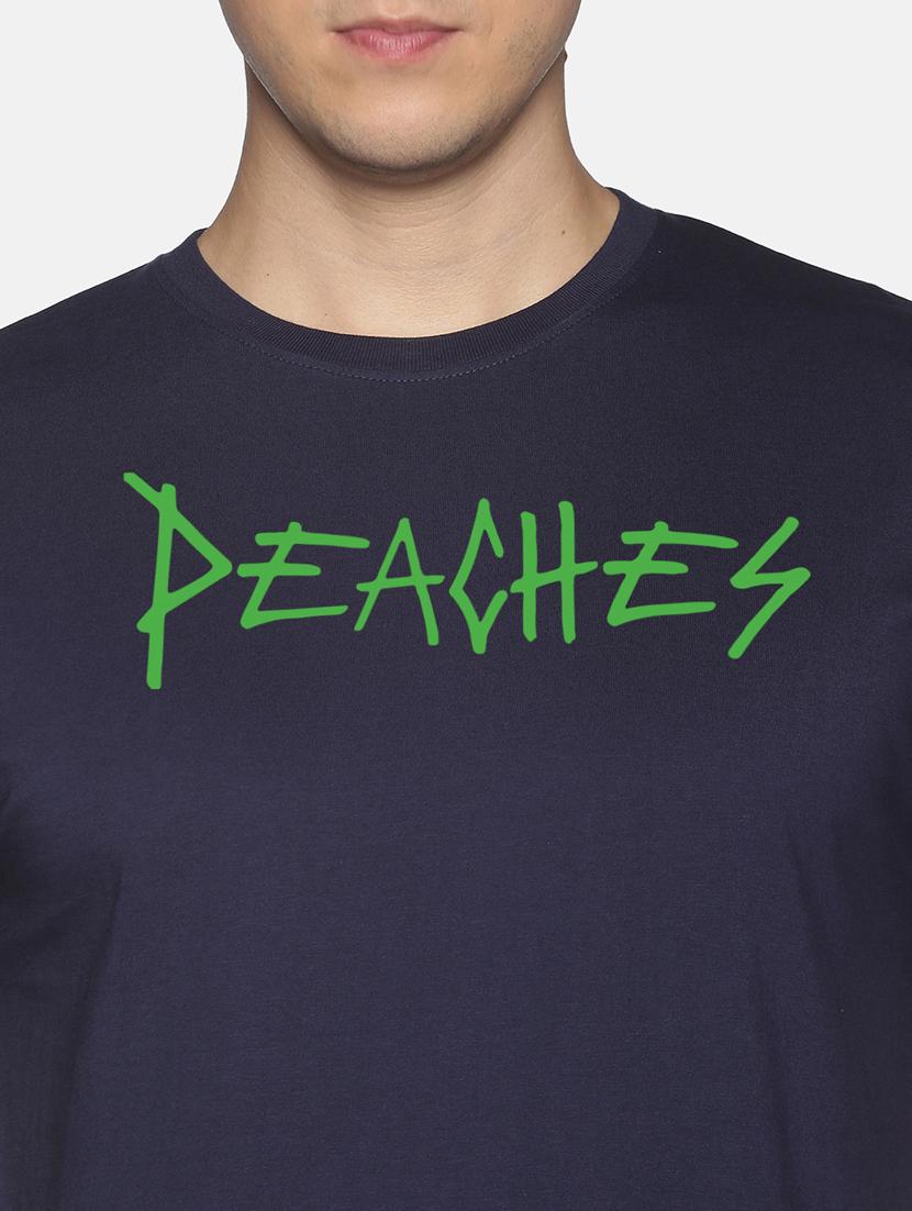 navy blue chest printed casual t-shirt - 18457981 - Zoom Image - 5