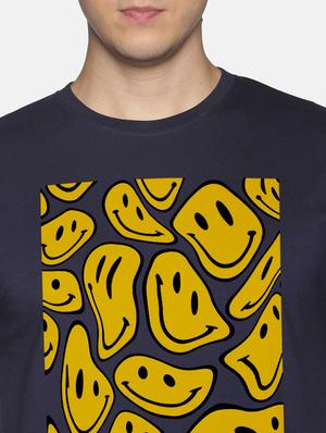 navy blue front printed casual t-shirt - 18458034 - Standard Image - 5