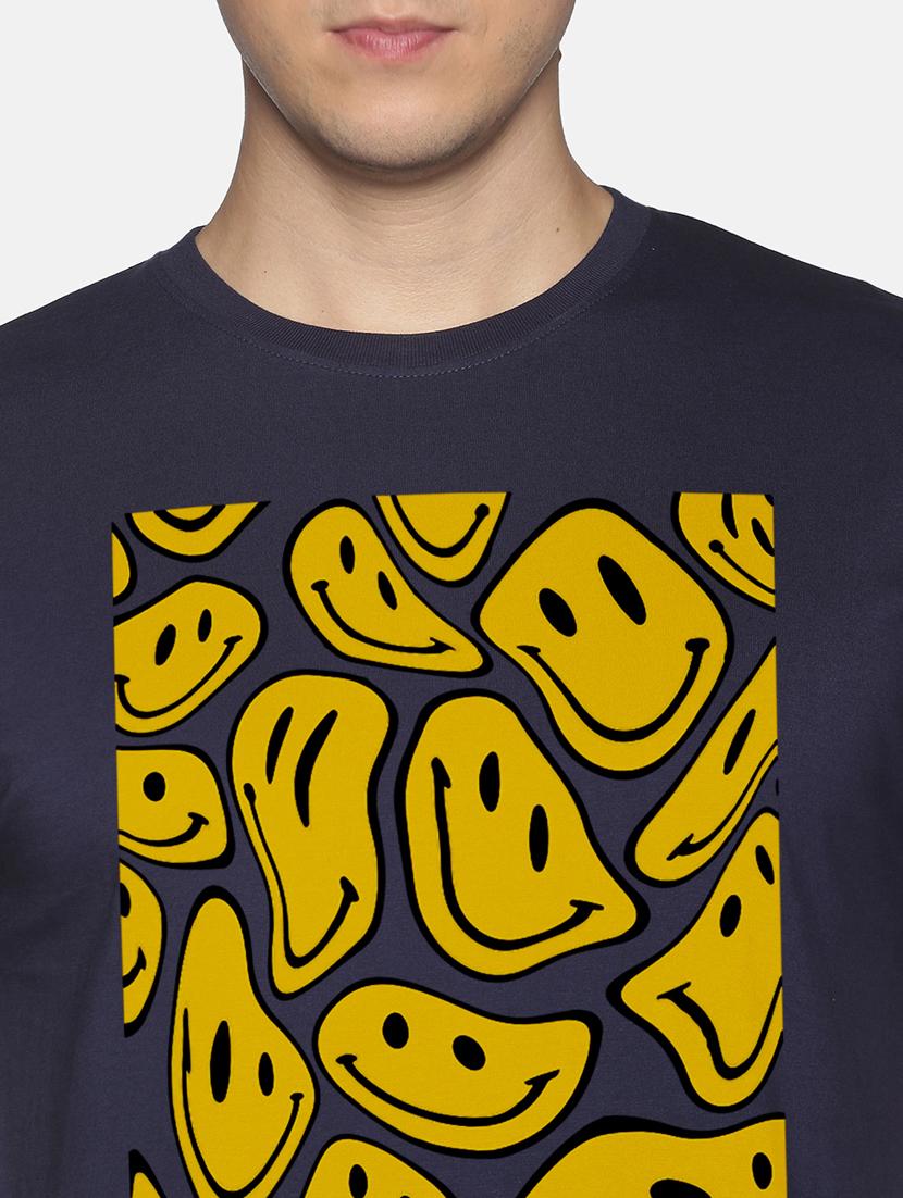 navy blue front printed casual t-shirt - 18458034 - Zoom Image - 5