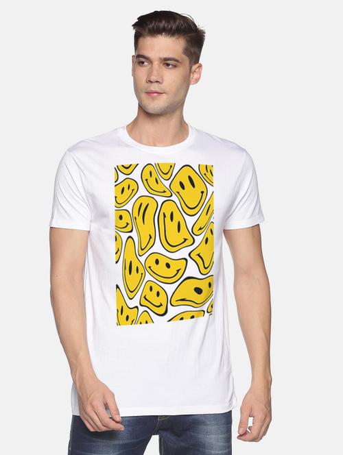 white chest printed casual t-shirt - 18458035 - Standard Image - 1