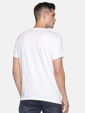 white chest printed casual t-shirt - 18458035 - Standard Image - 3