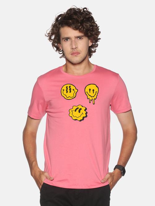 pink chest printed casual t-shirt - 18458040 - Standard Image - 1
