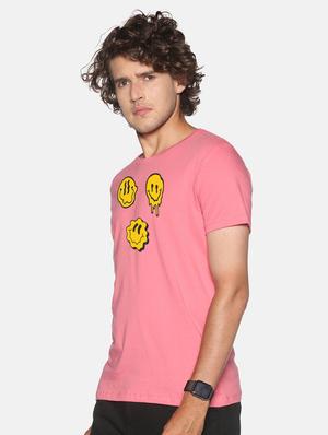 pink chest printed casual t-shirt - 18458040 - Standard Image - 2