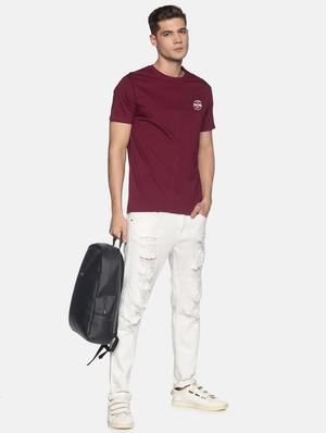 purple solid casual t-shirt - 18458057 - Standard Image - 4