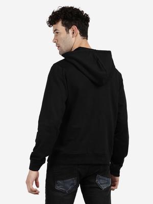 black chest-printed hooded sweatshirt - 18458083 - Standard Image - 3