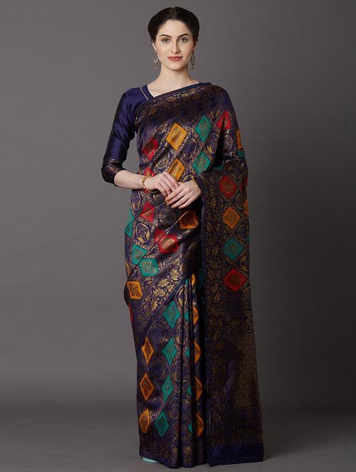 jacquard work woven saree with blouse - 18458129 - Very Small Image - 1