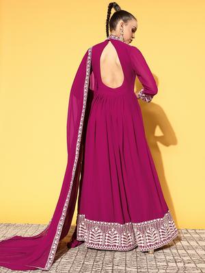 embroidered flared kurta dupatta set - 18458354 - Standard Image - 3