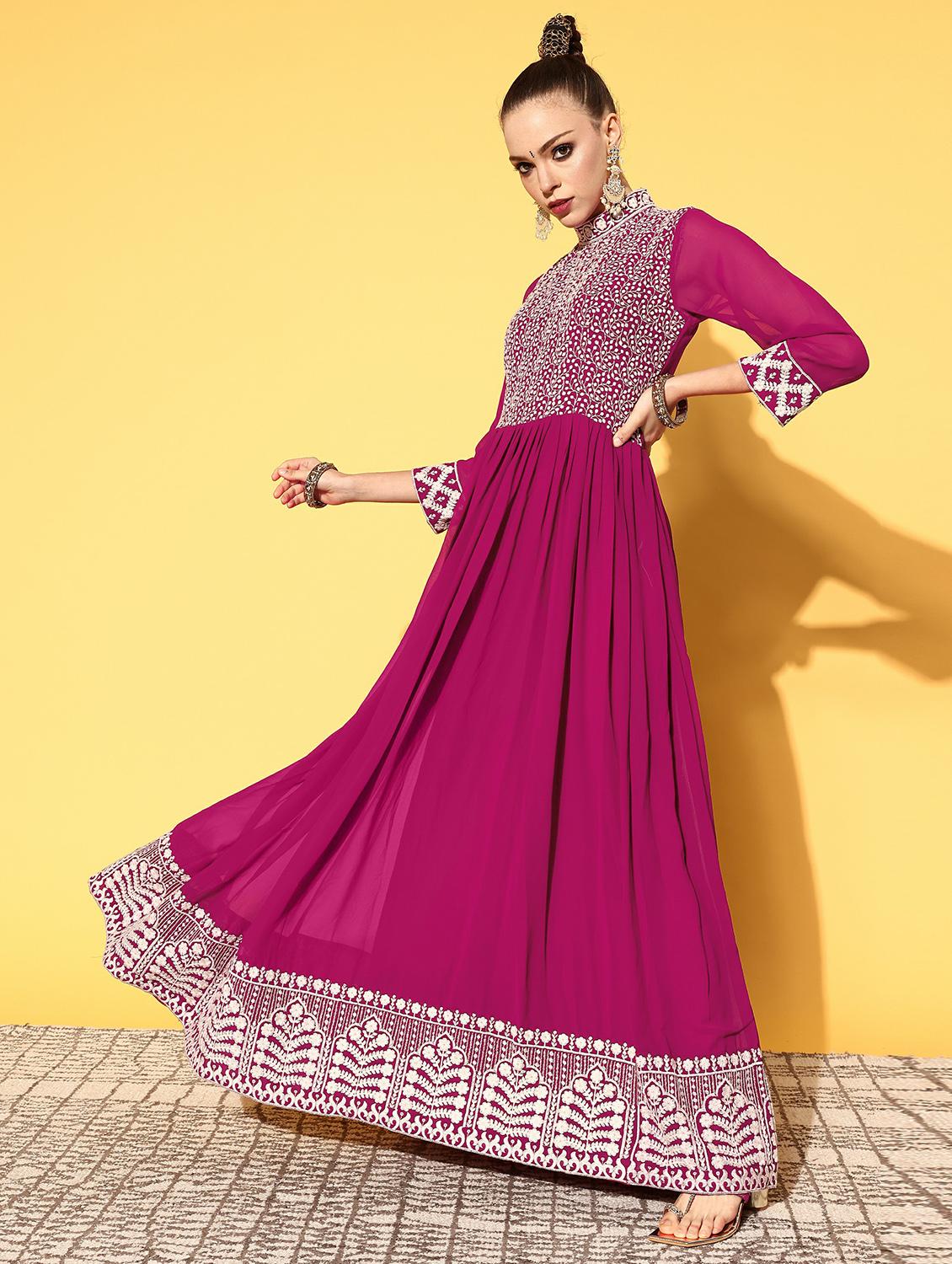embroidered flared kurta dupatta set - 18458354 - Zoom Image - 2