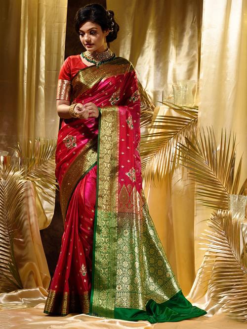 jacquard work banarasi saree with blouse - 18458464 - Standard Image - 1