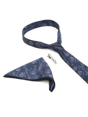 royal blue silk self design tie - 18458772 - Standard Image - 4