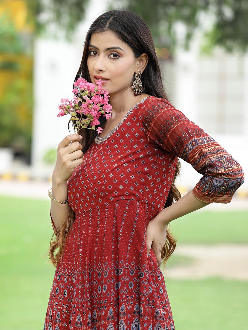printed flared ethnic dress - 18458813 - Zoom Image - 4