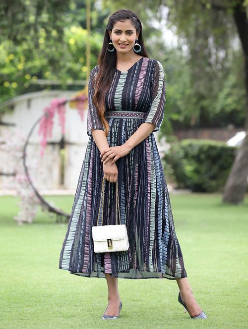 black printed belted jumpsuit - 18458825 - Standard Image - 1