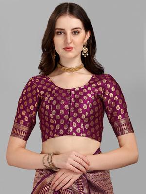 jacquard work woven saree with blouse - 18459220 - Standard Image - 3