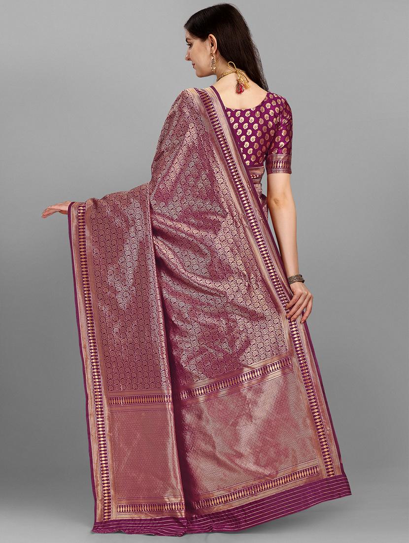 jacquard work woven saree with blouse - 18459220 - Zoom Image - 2