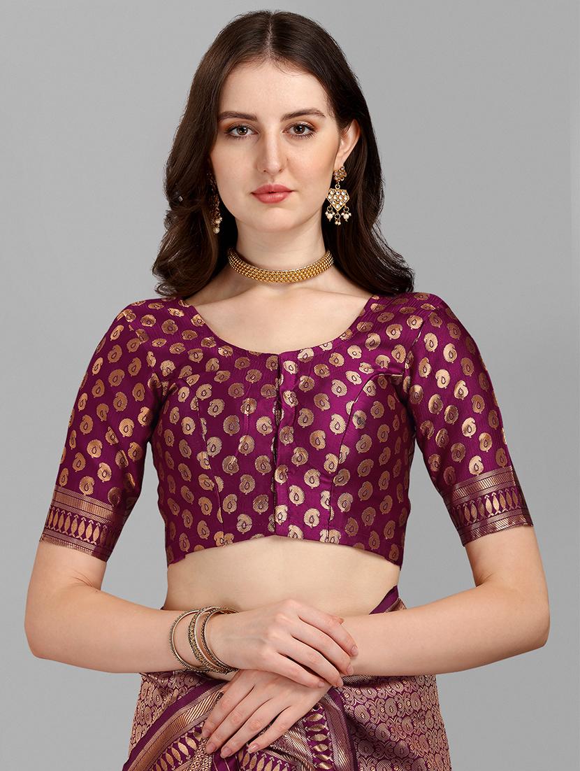 jacquard work woven saree with blouse - 18459220 - Zoom Image - 3