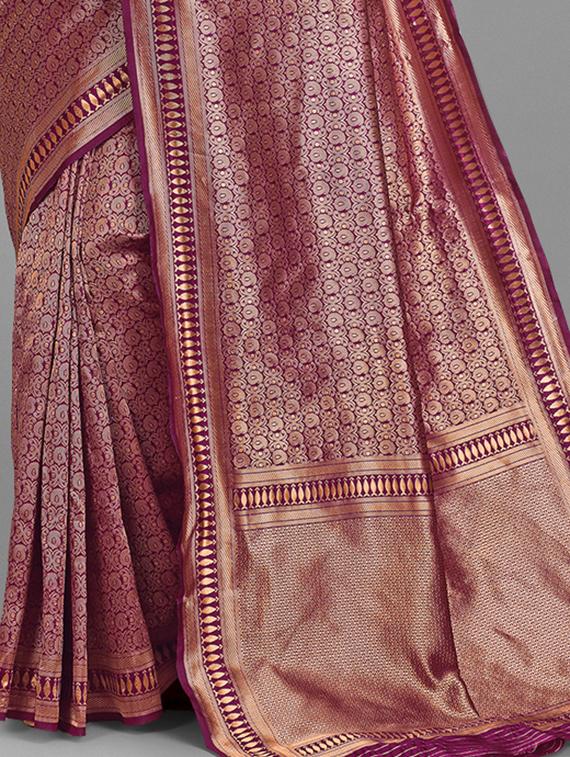 jacquard work woven saree with blouse - 18459220 - Zoom Image - 4