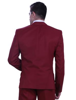 red solid formal blazer - 18460045 - Standard Image - 4