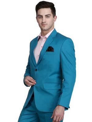 blue solid formal blazer - 18460058 - Standard Image - 3