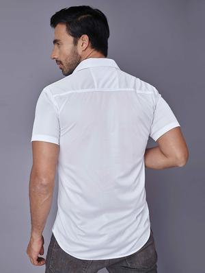 white chest-printed casual shirt - 18460360 - Standard Image - 3