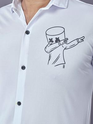 white chest-printed casual shirt - 18460360 - Standard Image - 4