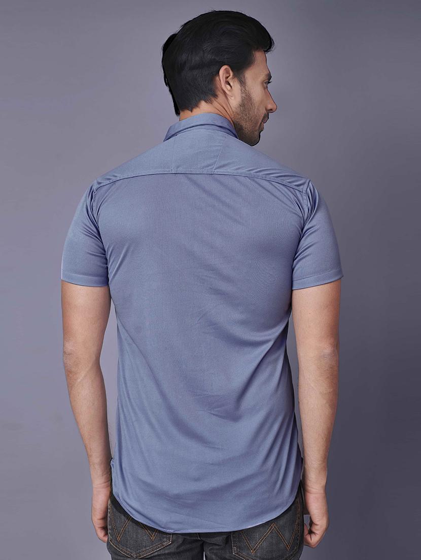 blue chest-printed casual shirt - 18460361 - Zoom Image - 3