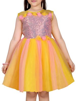 girls yellow net frock - 18460420 - Standard Image - 3