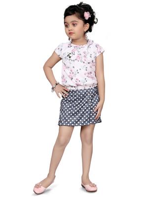 girls white floral top & polka dot skirt - 18460421 - Standard Image - 3