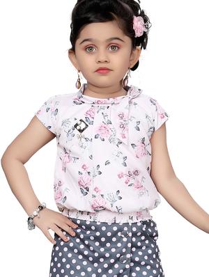 girls white floral top & polka dot skirt - 18460421 - Standard Image - 5