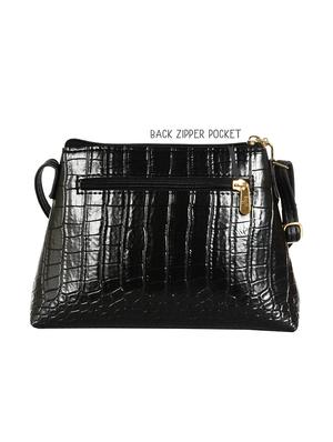 black textured regular sling bag - 18460441 - Standard Image - 2