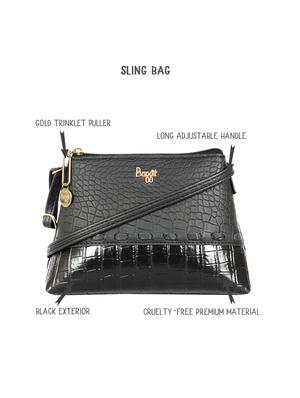 black textured regular sling bag - 18460441 - Standard Image - 4