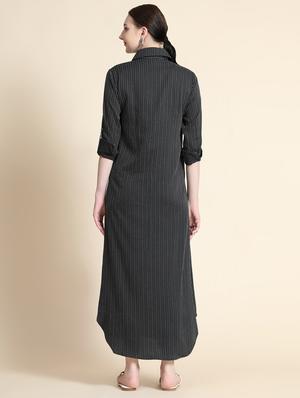 roll up sleeved striped maxi dress - 18460587 - Standard Image - 4